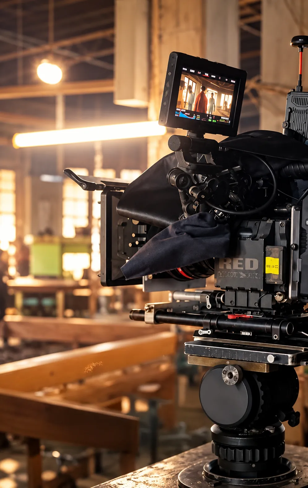 Camera rig set up on location